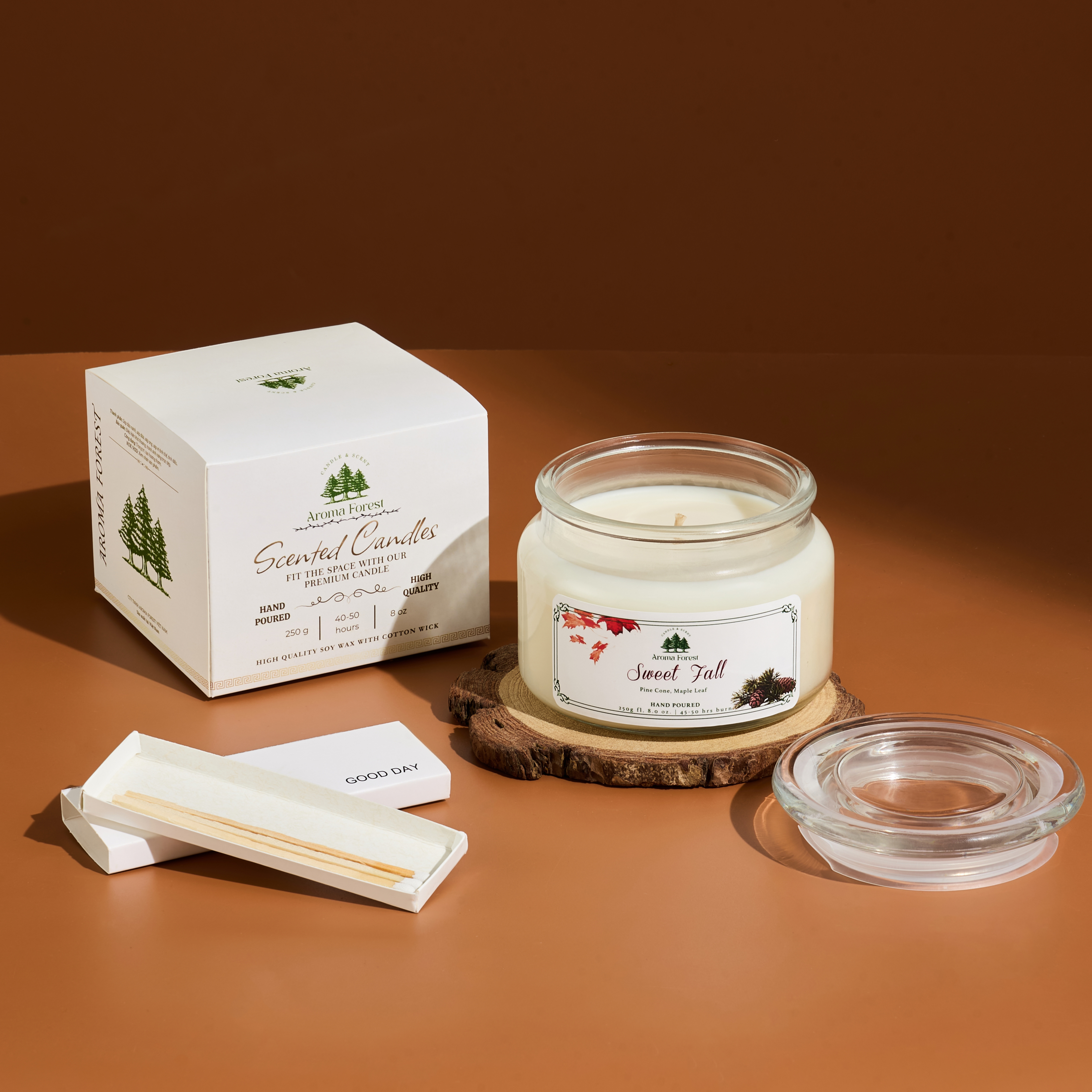 Nến thơm AROMA FOREST Forest Head over heels - Hương cam bergamot tươi, hương hoa và gỗ ấm nhẹ 